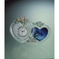 Walther Glas Love Story Uhr 2 Herzen Color