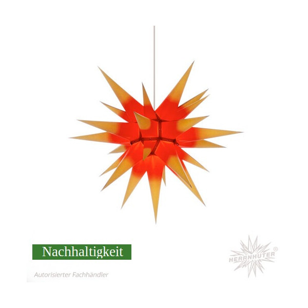 Herrnhuter Sterne Papier Stern I6,60 cm gelb mit rotem Kern