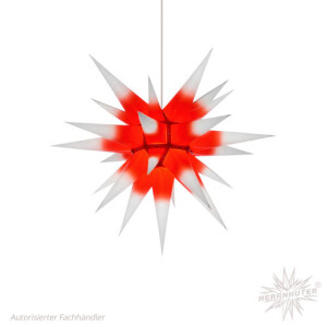 Herrnhuter Sterne Papier Stern I6,60 cm weiß mit rotem Kern
