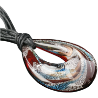 Kunst in Glas Halskette Glasanhänger Tropfen multicolor chilli