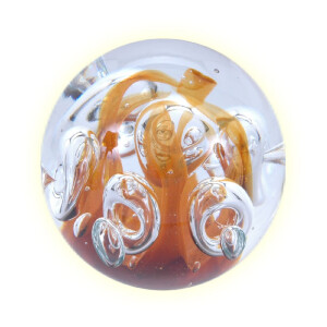Traum Kugel Briefbeschwerer  mini  Orange mit Blasen 6 cm