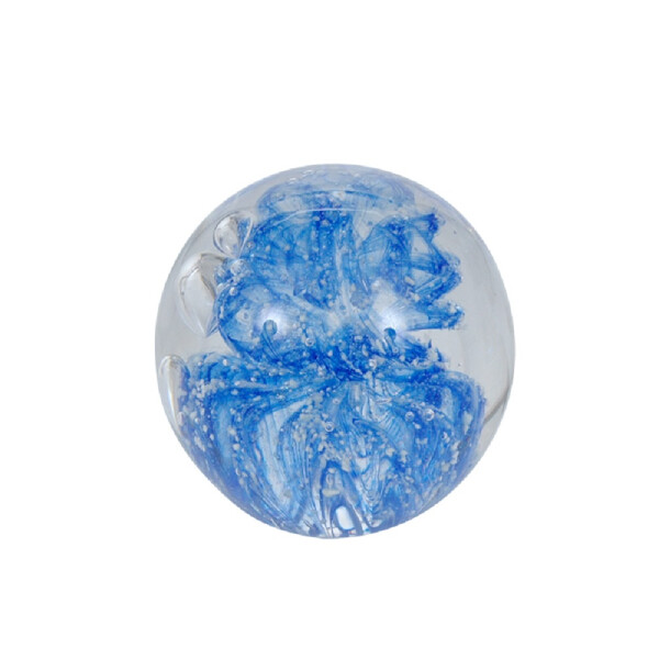 Traum Kugel Briefbeschwerer mini  blaue Blume nachtleuchtend 6 cm