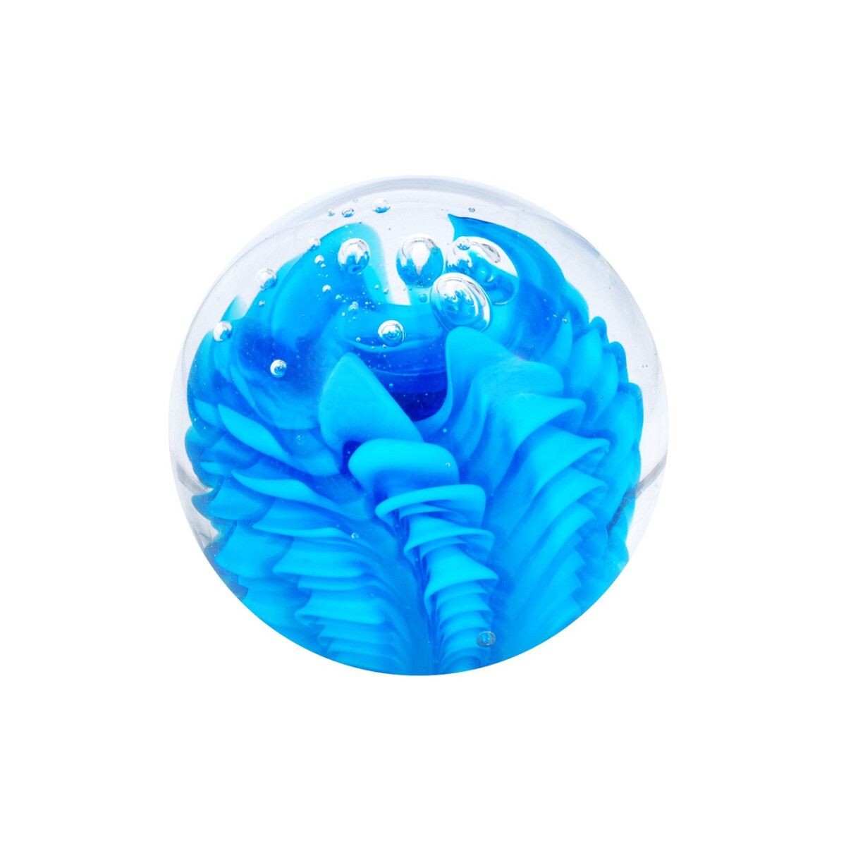 Traum Kugel Briefbeschwerer medium weiß blaue Welle leuchtet im Dunkeln 7 cm 